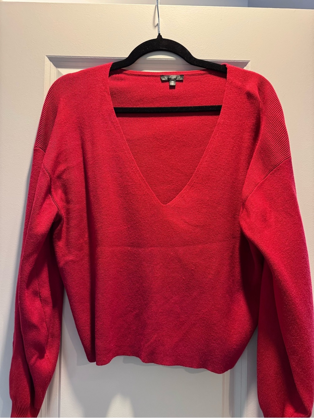 Dynamite Bright Red V-Neck Sweater